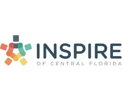 Logo of Inspire of Central Florida, featuring a multicolored star composed of overlapping shapes on the left, and the text INSPIRE in large letters with OF CENTRAL FLORIDA beneath it in smaller letters on the right.